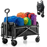Mobiclinic®, Bollerwagen faltbar, Für Strand und Garten, Verstellbarer Griff, 360o allradräder, Wasserdicht, Stahl, PVC, Schwarz, Duna (71x47x50cm)