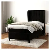 Lattenrost mit Matratze, Schwarz, 90 x 190 cm, Velours, Plattform, mit Lattenhalter, einfache Montage, für Schlafzimmer, Erwachsene