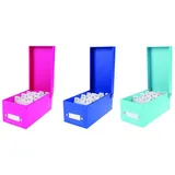 Stylex 3x Lernbox DIN A8 / Karteikasten / 1200 Karteikarten / je 1x pink, türkis + blau