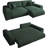 luma-home Cord Ecksofa Schlaffunktion ausziehbar Bettkasten Polsterecke L-Couch in Grün & Couches, Wohnlandschaften, Ecksofas