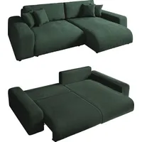 luma-home Cord Ecksofa Schlaffunktion ausziehbar Bettkasten Polsterecke L-Couch in Grün & Couches, Wohnlandschaften, Ecksofas