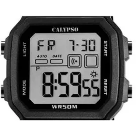 Calypso Digital Crush 36 mm Silikongehäuse Schwarz Silikonarmband Blau
