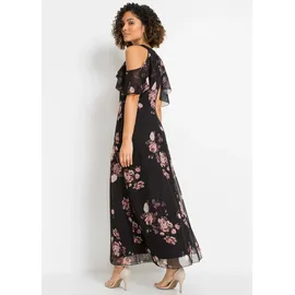 bonprix Maxikleid für eleganten Auftritt, aus leichtem Mesh-Material, lockere Passform schwarz M (40/42)