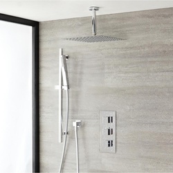 Duschsystem Kubix, Decken-Kopfbrause, Brausegarnitur & Thermostat, von Hudson Reed