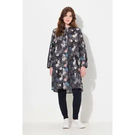 Ulla Popken Tunika Longbluse A-Linie Rundhals Langarm Schwarz 50-52