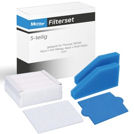 McFilter | 5-teiliges Filter-Set geeignet für Pet&Family, Allergy&Family, Multi Clean X8 Parquet, Multi Clean X10 Parq, X7, Thomas Aqua+ Staubsauger alternativ Thomas Filterset 99 (Teile-Nr. 787241)