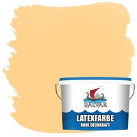 Halvar Latexfarbe hohe Deckkraft Weiß & 100 Farbtöne - abwischbare Wandfarbe für Küche, Bad & Wohnraum Geruchsarm, Abwischbar & Weichmacherfrei (5 L, Honiggelb)