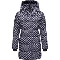Ragwear Damen langer Wintermantel mit Kapuze warmer Steppmantel mit angesagtem Hahnentritt Muster wasserdicht und atmungsaktiv Niara Print YOUMODO Lavender Gr. L - L