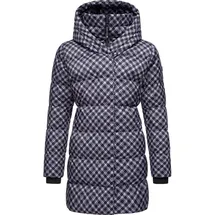Ragwear Damen langer Wintermantel mit Kapuze warmer Steppmantel mit angesagtem Hahnentritt Muster wasserdicht und atmungsaktiv Niara Print YOUMODO Lavender Gr. L - L