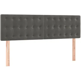 vidaXL Boxspringbett mit Matratze & LED Dunkelgrau 140x200 cm Samt