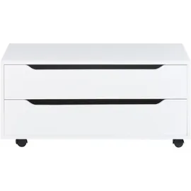 Beliani Badezimmerschrank Osasco mit Rädern 80 cm Weiß