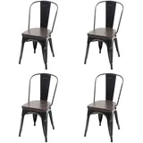 4er-Set Küchenstuhl HWC-H10e, Stuhl, Chesterfield Industrial, schwarz-braun