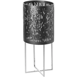 Bodenwindlicht FINK "BACCUS", silber (schwarz, silberfarben), H:63cm Ø:27cm, Edelstahl, Eisen, Kerzenhalter, Kerzenhalter, Dekoobjekt, schwarz pulverbeschichtet