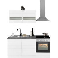 Kochstation Küche »KS-Luhe«, 180 cm breit, wahlweise mit oder ohne E-Geräten, gefräste MDF-Fronten, weiß