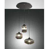 Fabas Luce Nordal 3-flg. E27 200 cm schwarz/grau transparent