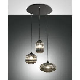 Fabas Luce Nordal 3-flg. E27 200 cm schwarz/grau transparent