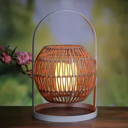 LED Solar Laterne mit LED Kerze - Korboptik - Metall - warmweiße LED - H: 37cm -...