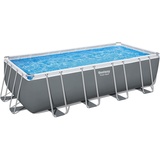 BESTWAY Power Steel Frame Pool Komplett-Set mit Sandfilteranlage 549 x 274 x 132 cm, grau, eckig