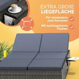 CASARIA Sonnenliege 200 x 115 x 33 cm Grau/Anthrazit