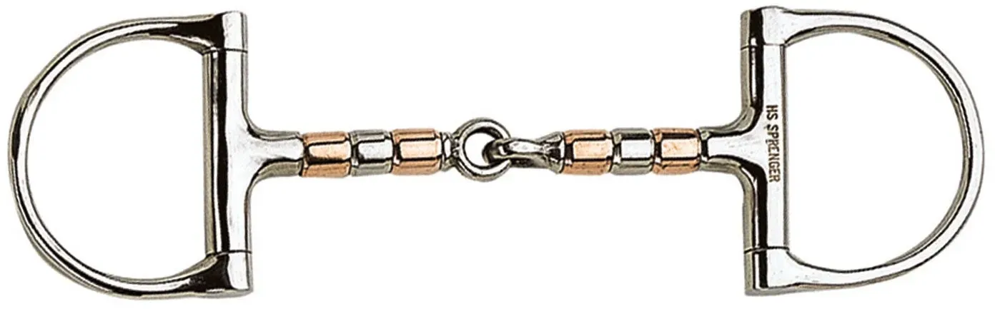 Sprenger D Ring Gebiss mit Kupferrollen, einfach gebrochen, 13 mm, Edelstahl