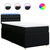vidaXL Boxspringbett mit Matratze Schwarz 80x200 cm Stoff