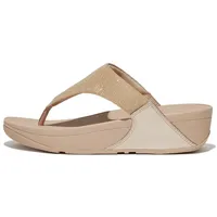 FitFlop Damen Lulu Shimmerlux Zehentrenner Sandale, Latte Beige, 37