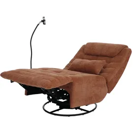 Mendler Relaxsessel HWC-P92 Chenille 82 x 96 x 82 cm Orange mit Liegeposition