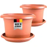 Centi 2friends Pflanzkübel groß außen, Blumentopf Gross 50cm Durchmesser, 2er Set Blumentöpfe mit Untersetzer, Groß Kunststoff Terracotta Pflanztopf, Pflanztöpfe Blumenkübel Pflanzentopf Model: Tilly