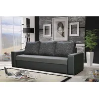 Fun Möbel Sofa Designersofa LEEDS 3-Sitzer mit Schlaffunktion Grau / Hellgrau - Grau