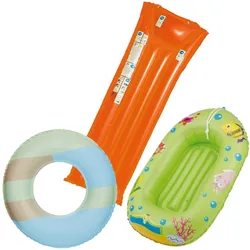 Wehncke - Kinderbade-Set (Schwimmring, Kinderboot, Luftmatratze)orange