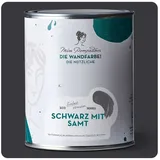 MissPompadour Wandfarbe Schwarz mit Samt - abwaschbare Wandfarbe mit hoher Deckkraft 1 L, scheuerbeständig und wasserbasiert schwarz