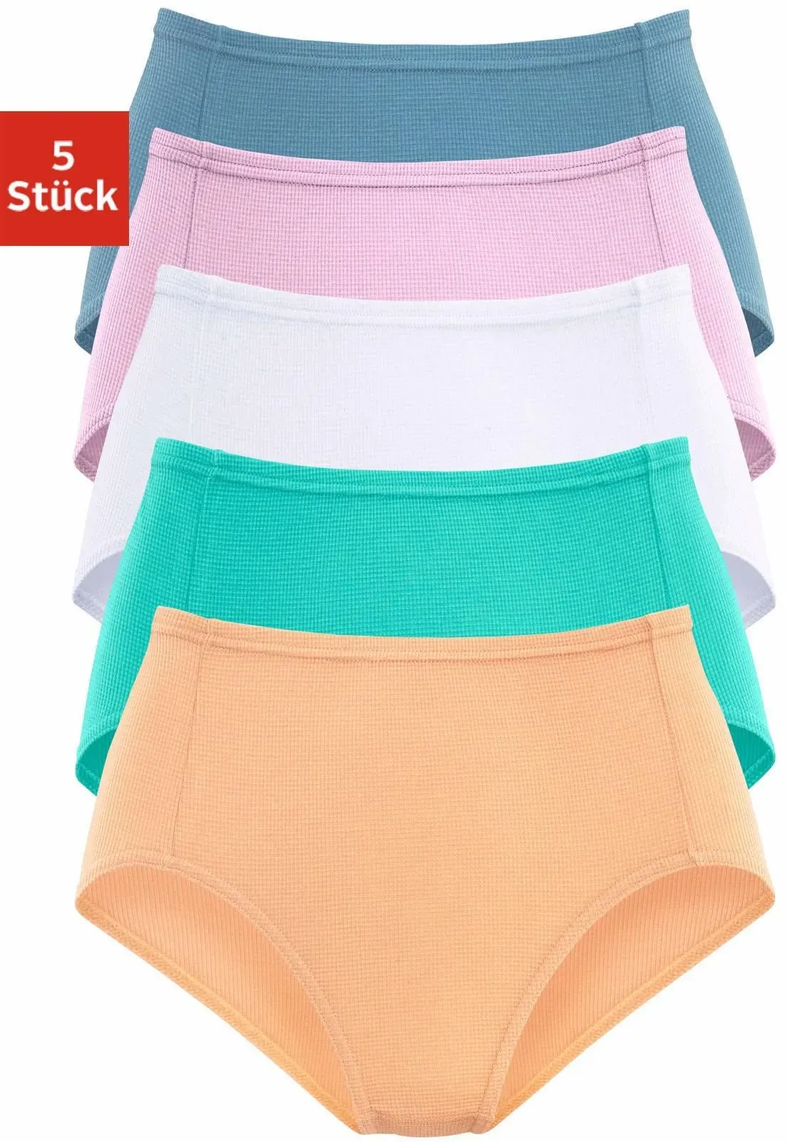 Taillenslip PETITE FLEUR, Damen, Gr. 54, bunt (apricot, mint, weiß, flieder, blau), Piqué, Obermaterial: 95% Baumwolle, 5% Elasthan, unifarben, körpernah, Unterhosen Taillenslip, aus weicher Pikee-Qualität, Topseller