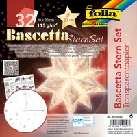Folia Faltblätter Bascetta-Stern Schneeflocke weiß, silber 32 Blatt