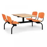 Esstisch für Schulen und Kantinen Biedrax JS3840b - Sitz orange, Tisch Buche