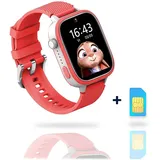 AngelTech Kinder SmartWatch Ultra – Slim Size – 4G - GPS Uhr für Kinder - 1GB RAM – 8GB ROM - Smartwatch für Kinder - Inklusive SIM-Karte -... - Rosa