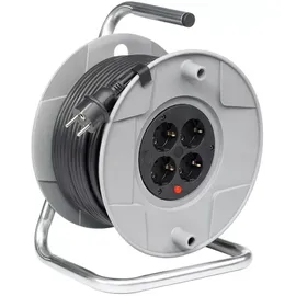 Brennenstuhl BAT Kabeltrommel AK 260 H05VV-F 3G1,5 Kabel-L.50m m.4Steckdosen Ku. grau f.innen