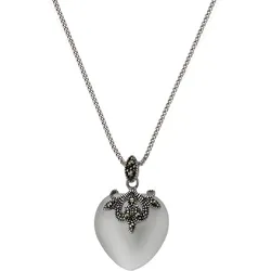 Zeeme Gemstones Halskette Silber 925 oxydiert 45cm lang mit Katzenauge und Markasit