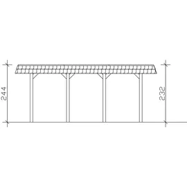 SKANHOLZ Walmdach Carport Spreewald 3,96 x 5,89 m imprägniert mit EPDM-Dach und Pfostenanker