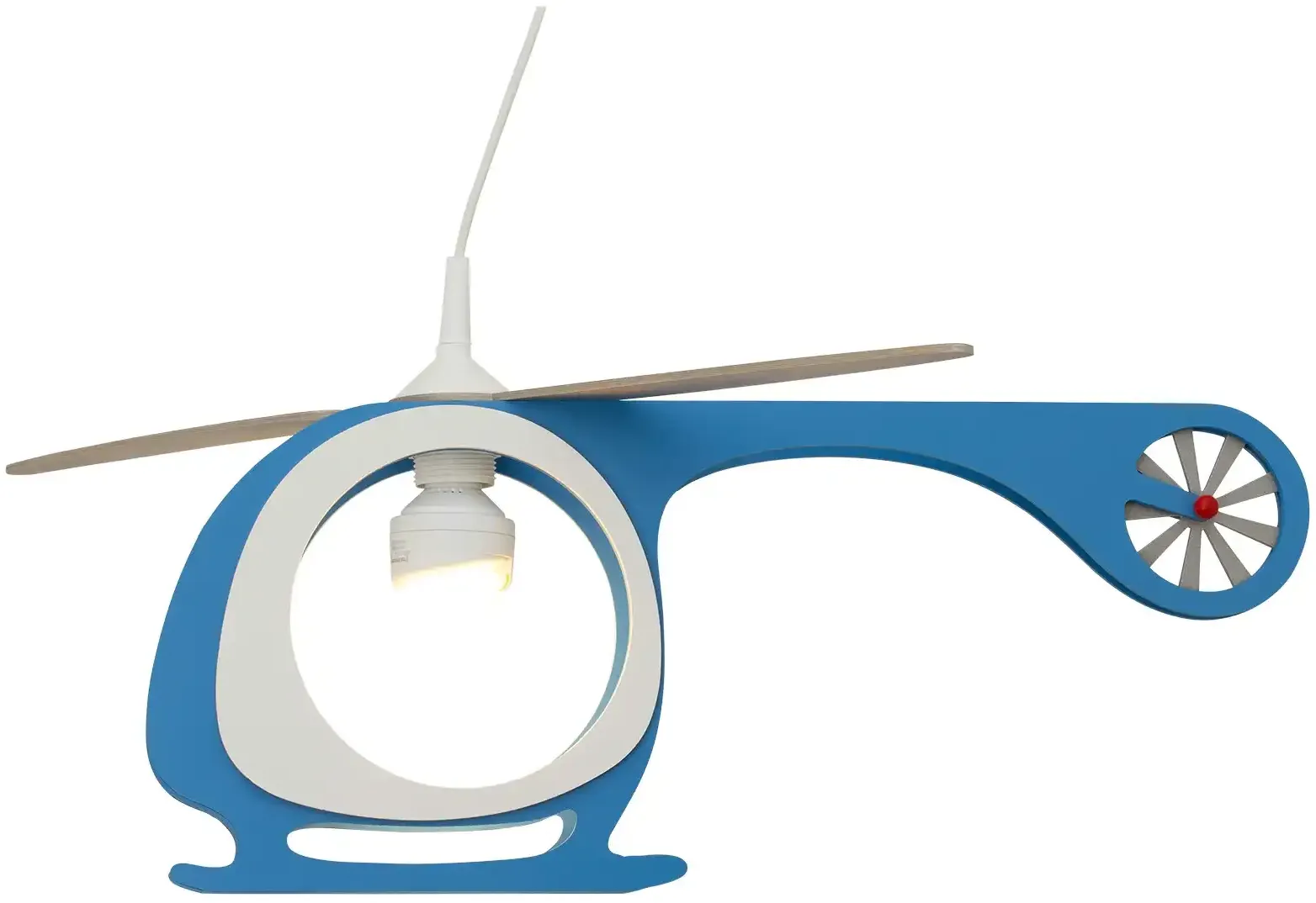 Pendelleuchte Hubschrauber Holz blau, weiß , mehrfarbig , Maße (cm): B: 60 H: 25