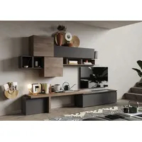 Home Affaire Wohnwand HOME AFFAIRE "Infinity, 8tlg. Breite 330 cm, Höhe variabel (Lowboard, T-Boden", braun (lava, mercure nb holzstruktur), B:330cm H:210cm T:40cm, Holzwerkstoff, Kastenmöbel-Sets, Wohnwand, 2x Hängewürfel, Würfel-Elem., Wandregal, Hängeschr.