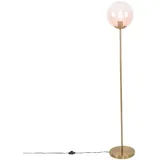 QAZQA Art Deco Stehlampe Messing mit rosa Glas - Pallon Mezzi