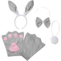 dressforfun Kostüm Accessoires-Set Hase, Hase-Zubehörset für Sie und Ihn in Einheitsgröße grau Erwachsene