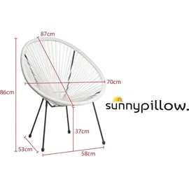 sunnypillow Acapulco Gartenstuhl 2er Set 0 x 0 x 0 cm weiß