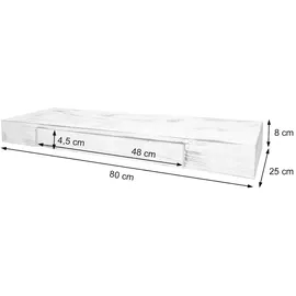 Mendler HWC-H37 Hängeregal 80 x 25 x 8 cm Braun