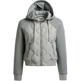 khujo Steppjacke "MALAYA", Damen, Gr. M, grau (cloud grün), Web, 100% Nylon, unifarben, regular fit hüftlang, Raglanärmel Rippbündchen, Jacken Steppjacke