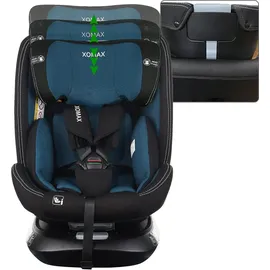 XOMAX G409 IOT Kindersitz drehbar 360°, ISOFIX I mitwachsend I 0-36 kg, 0-12 Jahre, Gruppe 0+/1/2/3, 5-Punkt-Gurt, 3-Punkt-Gurt I Bezug waschbar I ECE R129 I Black-Blue