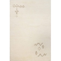 Theko | marokanischer Berber Teppich handgeknüpft aus 100% Schurwolle | Hadj | Wollsiegel | Farbe: Weiß | 60 x 120 cm