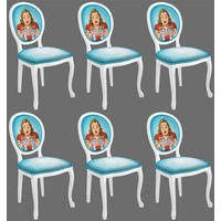 Casa Padrino Barock Esszimmerstuhl Set Blau / Mehrfarbig / Weiß - 6 Handgefertigte Küchen Stühle im Barockstil - Barock Esszimmer Möbel
