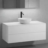 neoro n50 Unterschrank B: 120 cm mit 2 Auszügen, Waschtisch Ø 45 cm weiß matt, B: 120.5 BN0106WM+BN0424WM+BN0404WH