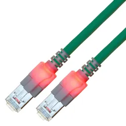 EasyLan DualBoot LED Patchkabel RJ45 S/FTP Kat.6 (Class E), mit saCon Stecker, LSOH, türkis, 0,5 m